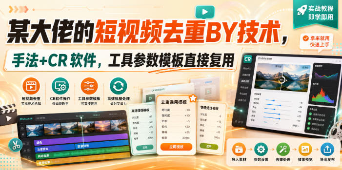 某大佬的短视频去重搬运技术，手法+CR软件，工具参数模板直接复用-小艾项目网