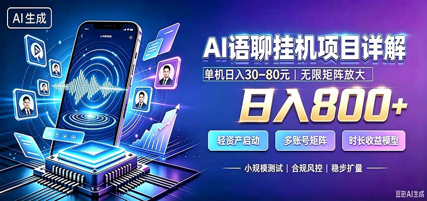 AI语聊挂机，日入800+，适用个人副业，工作室矩阵操作-小艾项目网