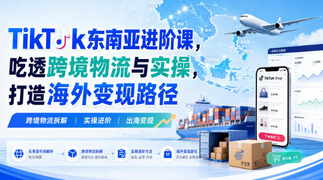 TikTok东南亚进阶课,吃透跨境物流与实操,打造海外变现路径-小艾项目网