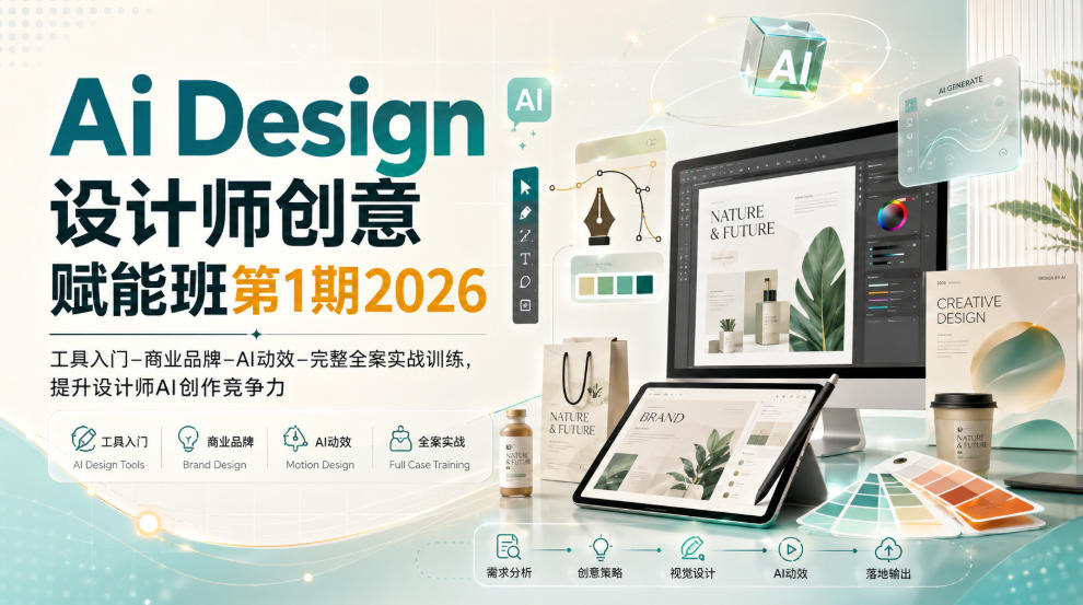 Ai Design设计师创意赋能班第1期2026|工具入门‑商业品牌‑AI动效‑完整全案实战训练,提升设计师AI创作竞争力-小艾项目网