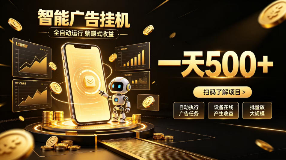 智能广告挂G项目，无需人工值守，全自动躺賺增收，单日收益可达500+【揭秘】-小艾项目网
