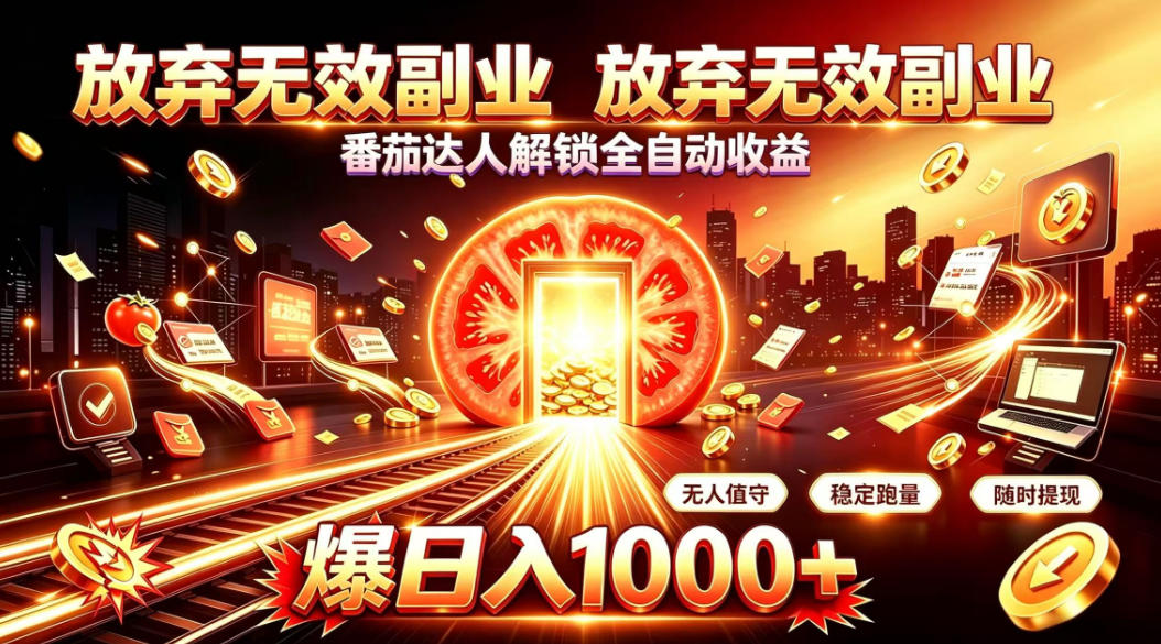 放弃无效副业，番茄达人解锁全自动收益，日入1k+，门槛最低的线上轻资产项目【揭秘】-小艾项目网
