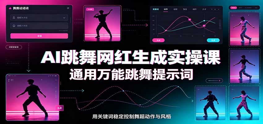 AI跳舞网红生成实操课：通用万能跳舞提示词，多模型适配，人物舞蹈视频制作全套教学-小艾项目网