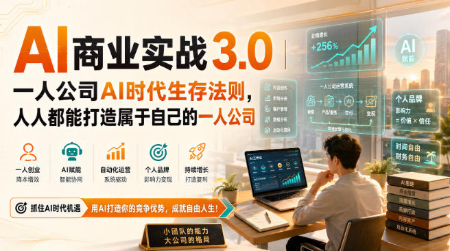 AI商业实战3.0｜一人公司AI时代生存法则，人人都能打造属于自己的一人公司-小艾项目网