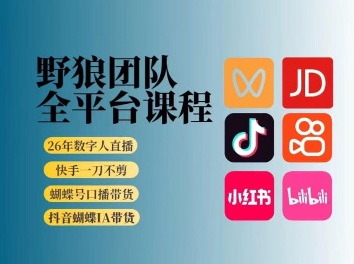 野狼团队2026新版全平台短视频带货教学，打开流量突破口，开始Ai带货(更新0903)-小艾项目网