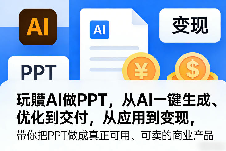玩賺AI做PPT，从AI一键生成、优化到交付，从应用到变现，带你把PPT做成真正可用、可卖的商业产品(更新0904)-小艾项目网
