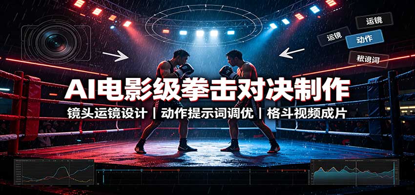 AI电影级拳击对决制作：镜头运镜设计，动作提示词调优，格斗视频成片-小艾项目网