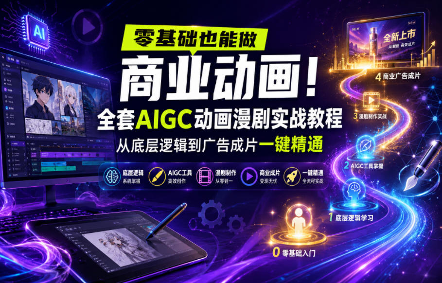 零基础也能做商业动画!全套AIGC动画漫剧实战教程,从底层逻辑到广告成片一键精通(更新0905)-小艾项目网