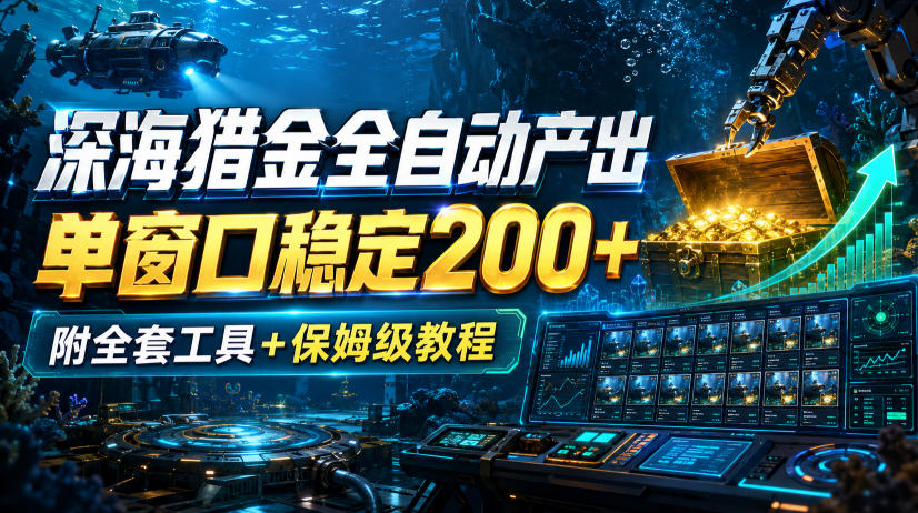 深海猎金全自动产出,单窗口稳定200+,附全套工具+保姆级教程【揭秘】-小艾项目网