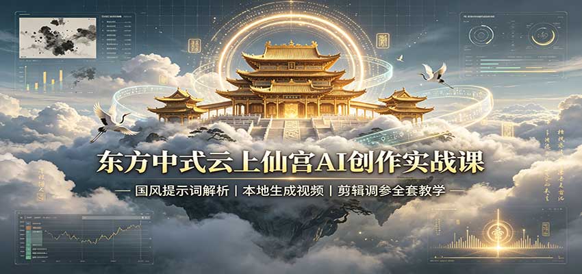 东方中式云上仙宫AI创作实战课：国风提示词解析，本地生成视频，剪辑调参全套教学-小艾项目网