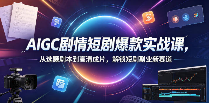 AIGC剧情短剧爆款实战课，从选题剧本到高清成片，解锁短剧副业新赛道(更新0906)-小艾项目网