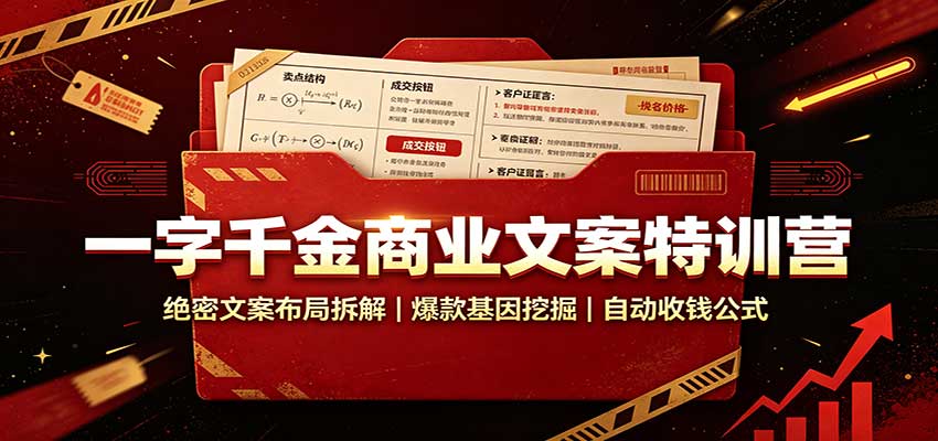 一字千金商业文案特训营:绝密文案布局拆解,爆款基因挖掘,自动收钱公式-小艾项目网
