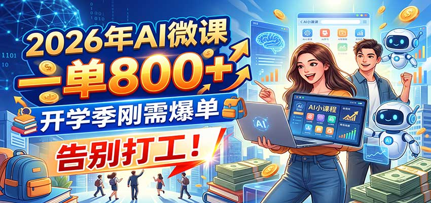 2026年AI微课，一单800+，开学季刚需爆单，告别打工！-小艾项目网