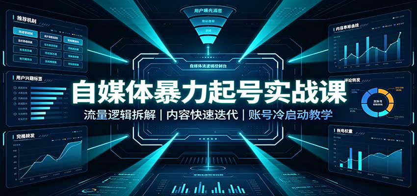 自媒体暴力起号实战课：流量逻辑拆解，内容快速迭代，账号冷启动教学-小艾项目网