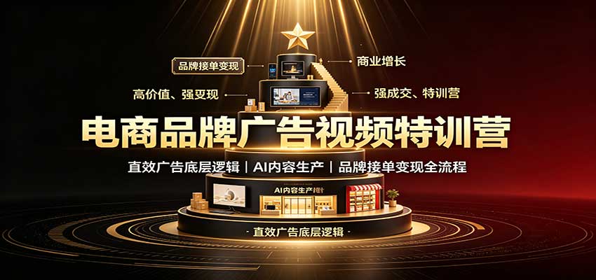 电商品牌广告视频特训:直效广告底层逻辑,AI内容生产,品牌接单变现全流程-小艾项目网