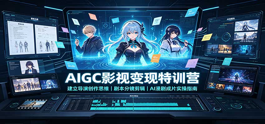 AIGC影视变现特训营:建立导演创作思维,剧本分镜剪辑,AI漫剧成片实操指南-小艾项目网