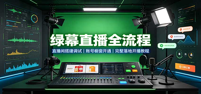 绿幕直播全流程:直播间搭建调试,账号橱窗开通,完整落地开播教程-小艾项目网