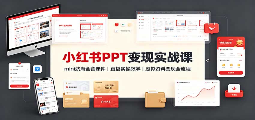 小红书PPT变现实战课：mini航海全套课件+直播实操教学，虚拟资料变现全流程-小艾项目网