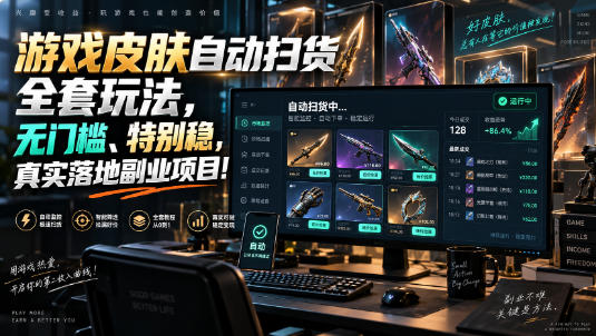 游戏皮肤自动扫货全套玩法，无门槛、特别稳，真实落地副业项目！【揭秘】-小艾项目网