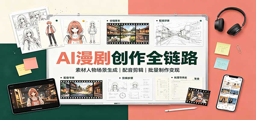 AI漫剧创作全链路:素材人物场景生成,配音剪辑,批量制作变现-小艾项目网
