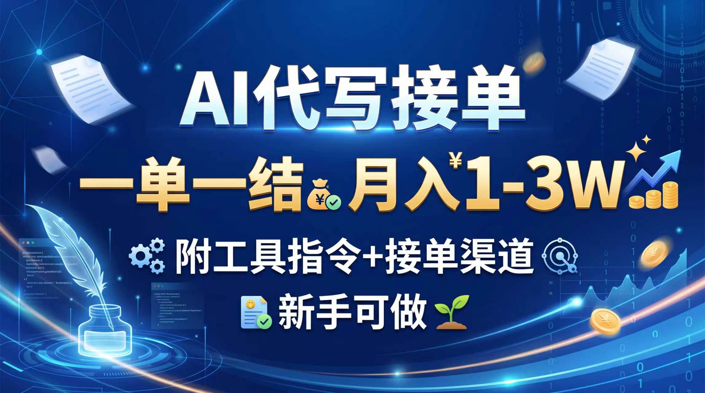 AI代写接单,一单一结,月入1-3W,附工具指令+接单渠道,新手可做-小艾项目网