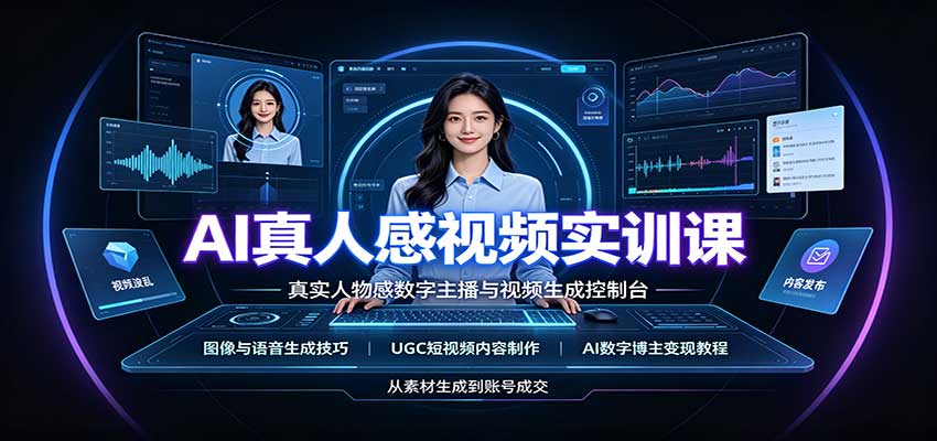 AI真人感视频实训课：图像语音生成，UGC内容制作，AI数字博主变现教程-小艾项目网