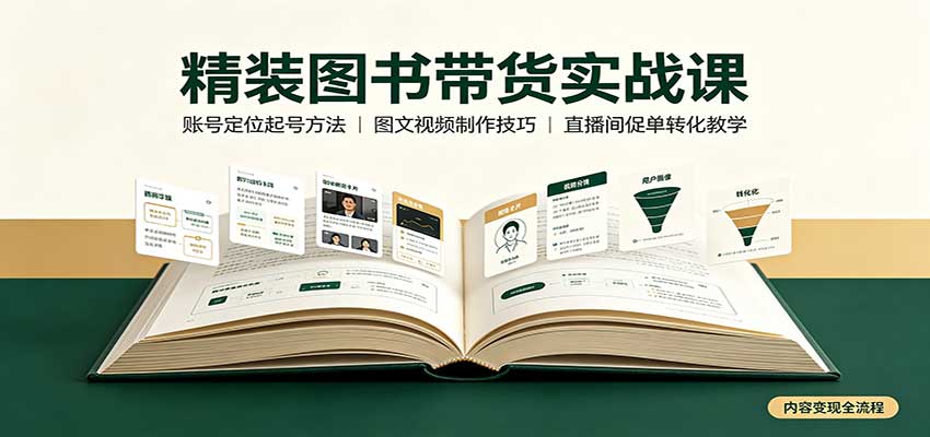 精装图书带货实战课：账号定位起号方法，图文视频制作，促单转化教学-小艾项目网