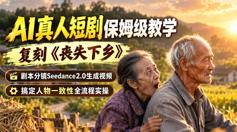 AI真人短剧保姆级教学，复刻《丧失下乡》，剧本分镜Seedance2.0生成视频，搞定人物一致性全流程实操-小艾项目网