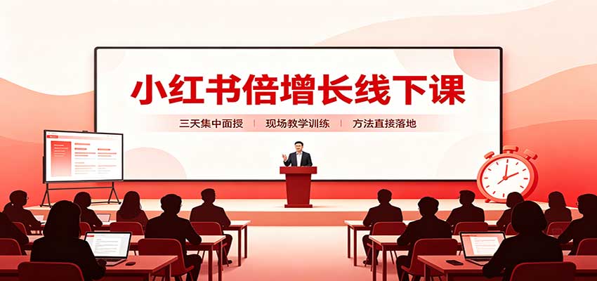 小红书倍增长线下课：三天集中面授，拆解选品、素材制作与起号全链路-小艾项目网