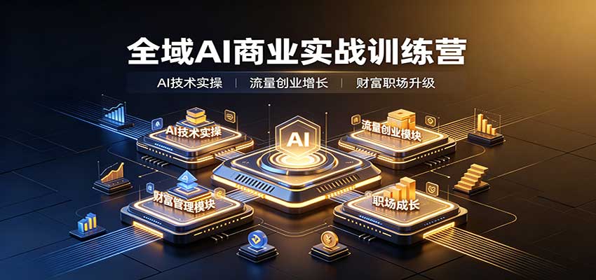全域AI商业实战训练营:涵盖AI技术实操、流量创业、财富管理与职场成长全体系内容-小艾项目网