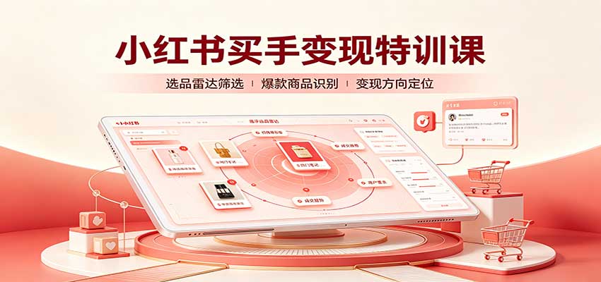 小红书买手变现特训课:账号定位养号起号,选品挂车,笔记标题封面全套教学-小艾项目网