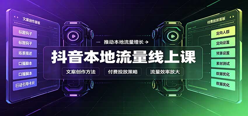 抖音本地流量线上课:账号搭建拍摄剪辑,文案创作与付费投放教学-小艾项目网