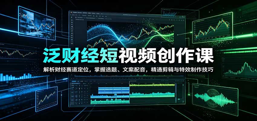 泛财经短视频创作课：解析财经赛道定位，掌握选题、文案配音，精通剪辑与特效制作技巧-小艾项目网
