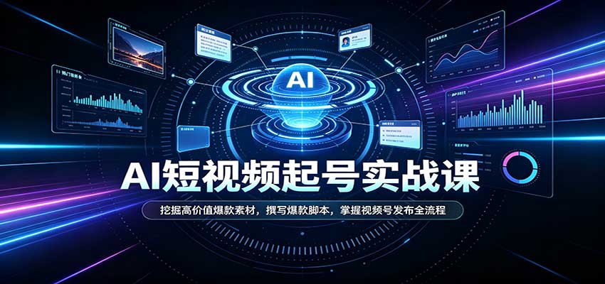 短视频AI起号实战课:挖掘高价值爆款素材,撰写爆款脚本,掌握视频号发布全流程-小艾项目网