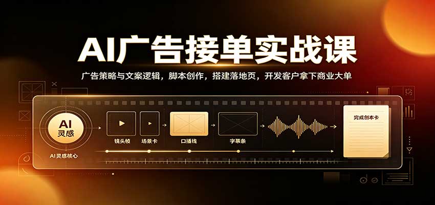 AI广告接单实战：广告策略与文案逻辑，脚本创作，搭建落地页，开发客户拿下商业大单-小艾项目网