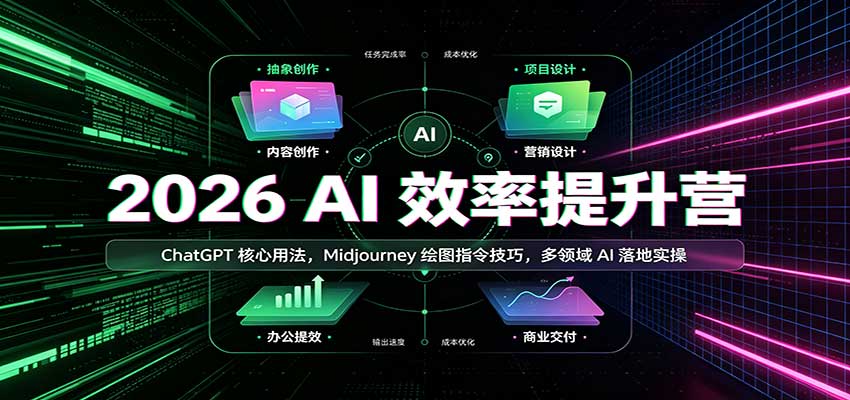 2026 AI效率提升营:ChatGPT核心用法,Midjourney绘图指令技巧,多领域AI落地实操-小艾项目网
