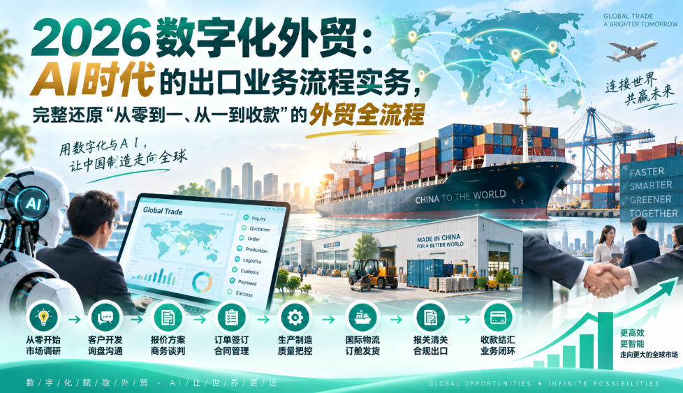 2026数字化外贸：AI时代的出口业务流程实务，完整还原”从零到一、从一到收款”的外贸全流程-小艾项目网