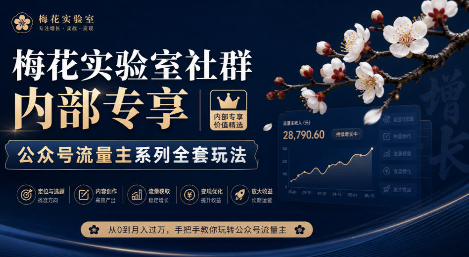 梅花实验室社群内部专享-公众号流量主系列全套玩法-小艾项目网