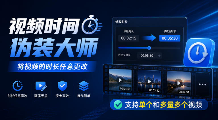 视频时间伪装大师，将视频的时长任意更改，支持单个和多量多个视频-小艾项目网