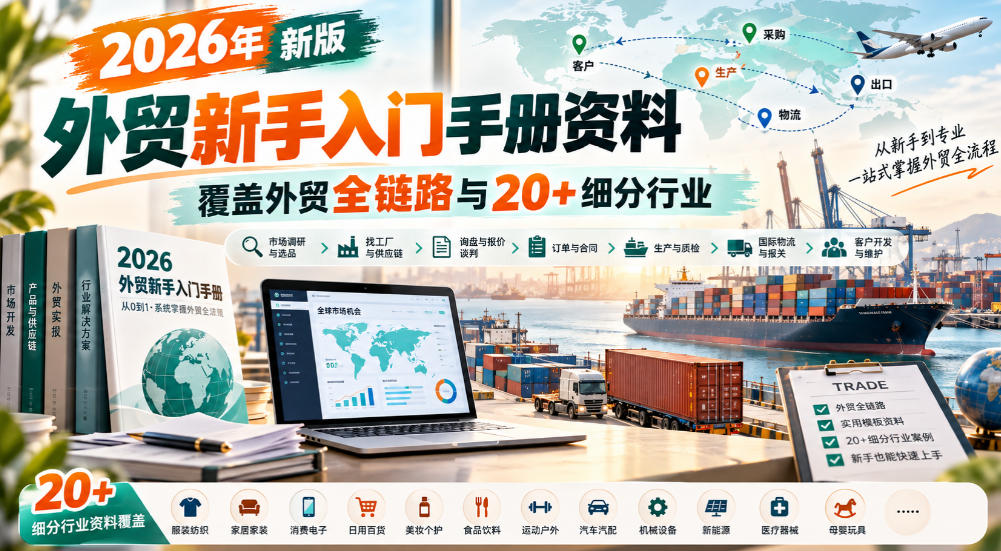 2026年新版外贸新手入门手册资料,覆盖外贸全链路与20+细分行业-小艾项目网