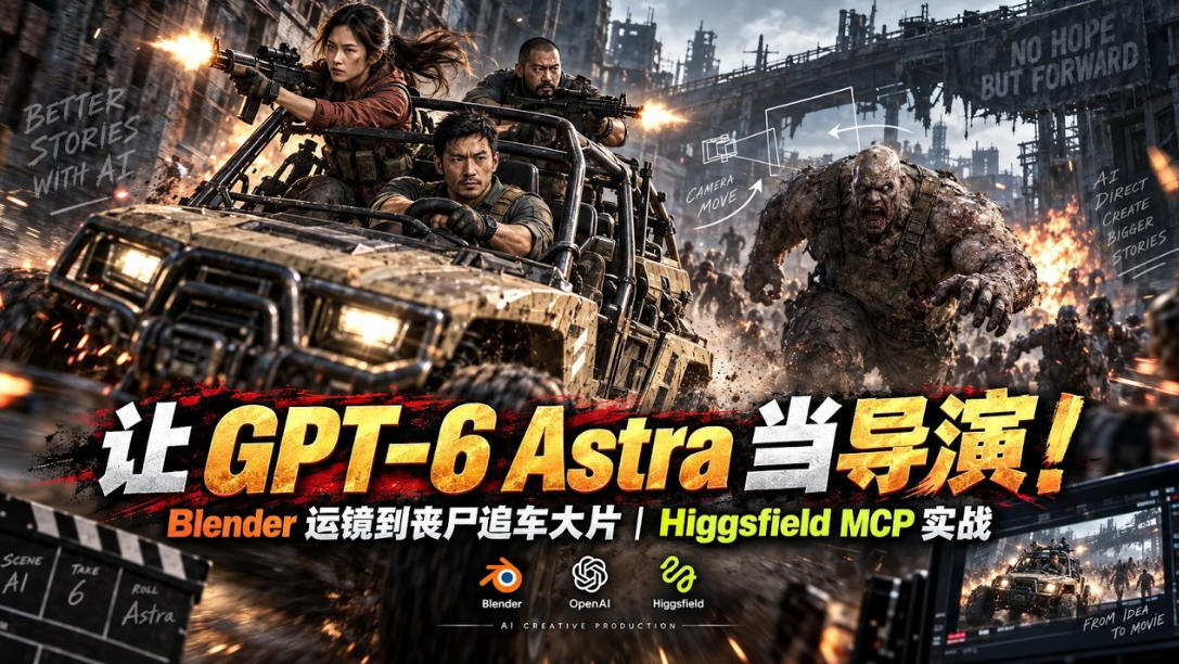 让GPT-6 Astra当导演!Blender运镜到丧尸追车大片|Higgsfield MCP实战-小艾项目网