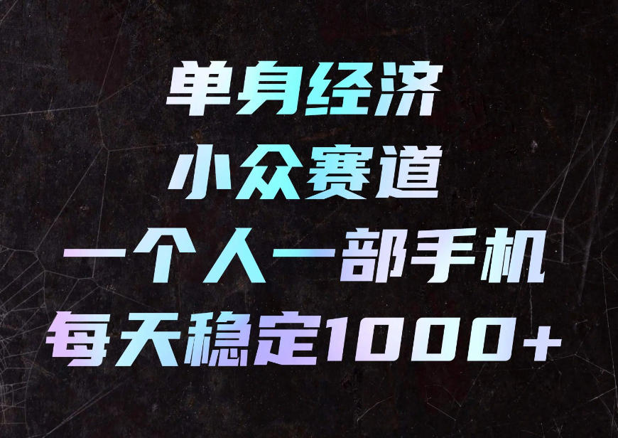 单身经济小众赛道，一个人一部手机，每天稳定1000+，利用下班碎片时间即可【揭秘】-小艾项目网