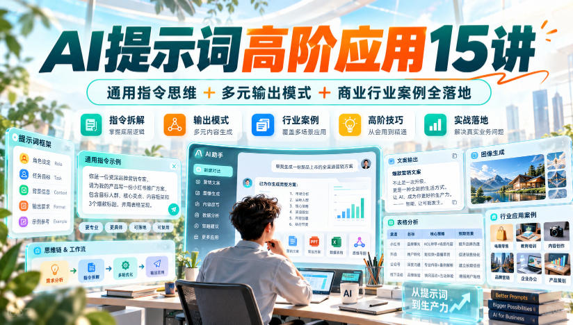 AI提示词高阶应用15讲|通用指令思维+多元输出模式+商业行业案例全落地-小艾项目网