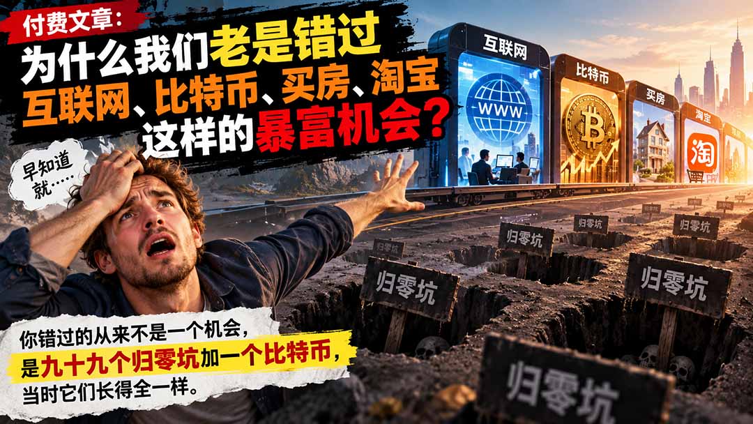 付费文章:为什么我们老是错过互联网、比特币、买 房、淘宝这样的暴富机会?-小艾项目网