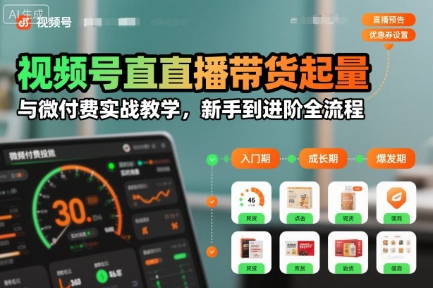 视频号直播带货起量与微付费实战教学，新手到进阶全流程(更新26年10月)-资源宝库