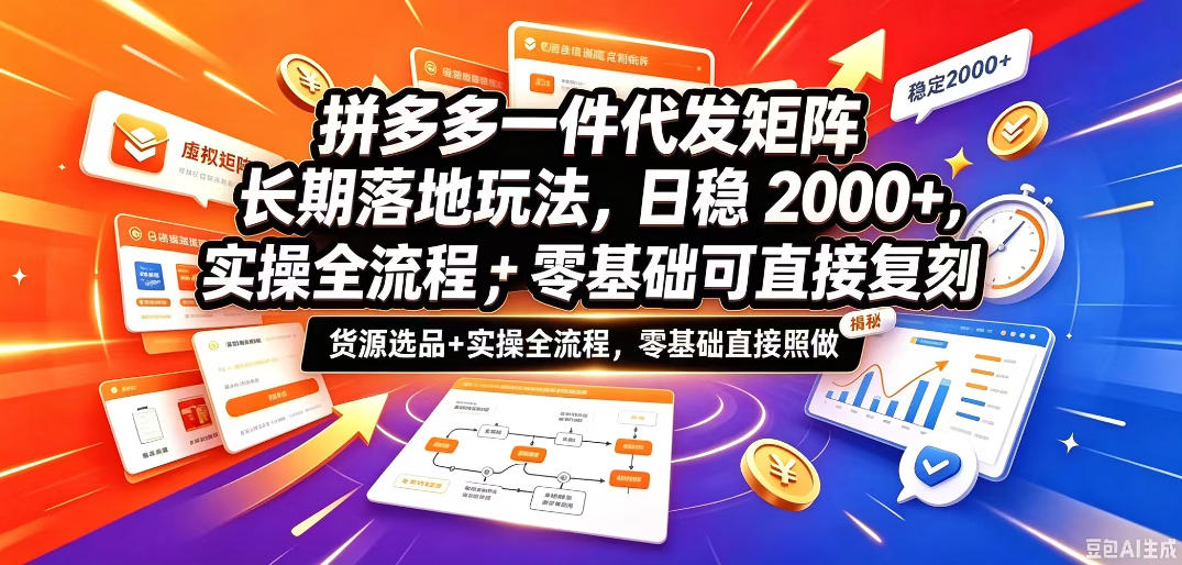 拼多多一件代发矩阵长期落地玩法,日稳入2k+,选品货源+实操全流程,零基础可直接复刻【拆解】-小艾项目网