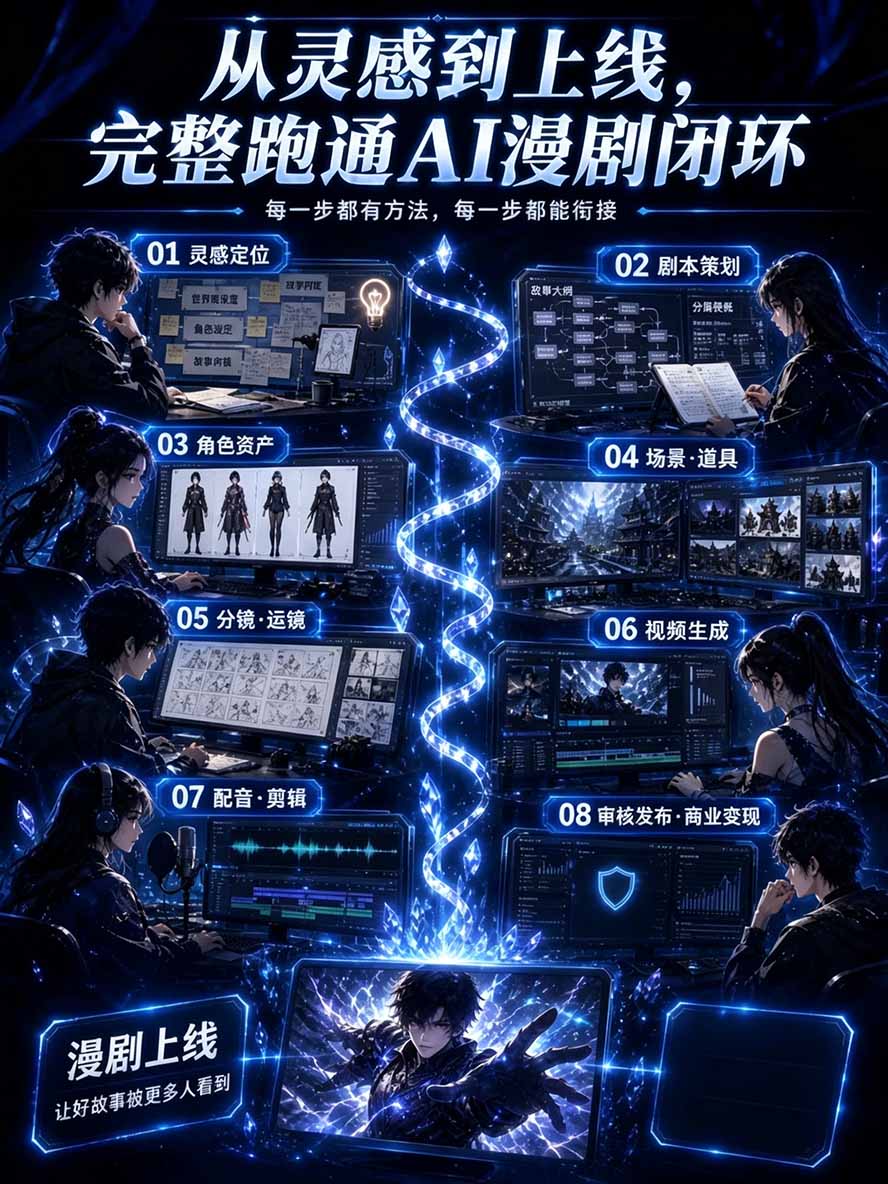 图片[2]-【无水印】2026AI漫剧创作与商业变现掘金营：打通选题→AI编剧→角色场景→自动分镜→视频生成→剪辑发布→运营变现-小艾项目网