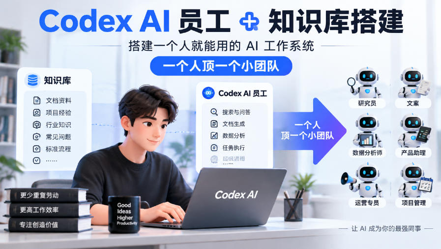 Codex AI员工+知识库搭建，搭建一个人就能用的AI工作系统，一个人顶一个小团队-小艾项目网