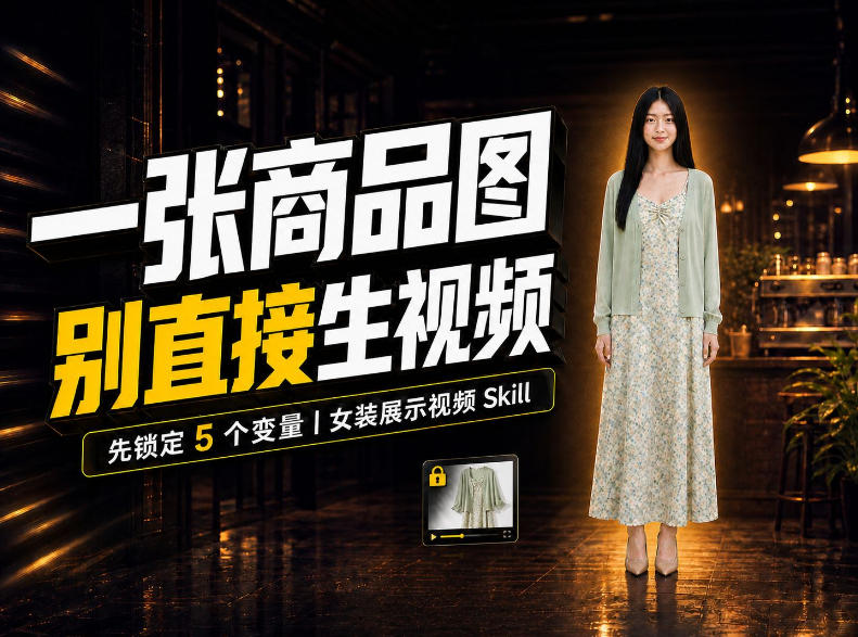 女装AI视频总翻车?问题不在提示词,女装展示视频Skill先锁定5个变量!-小艾项目网