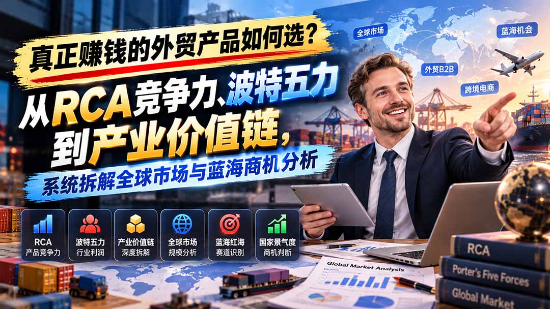 真正赚钱的外贸B2B产品如何选？从RCA竞争力、波特五力到产业价值链，系统拆解全球市场与蓝海商机分析-小艾项目网